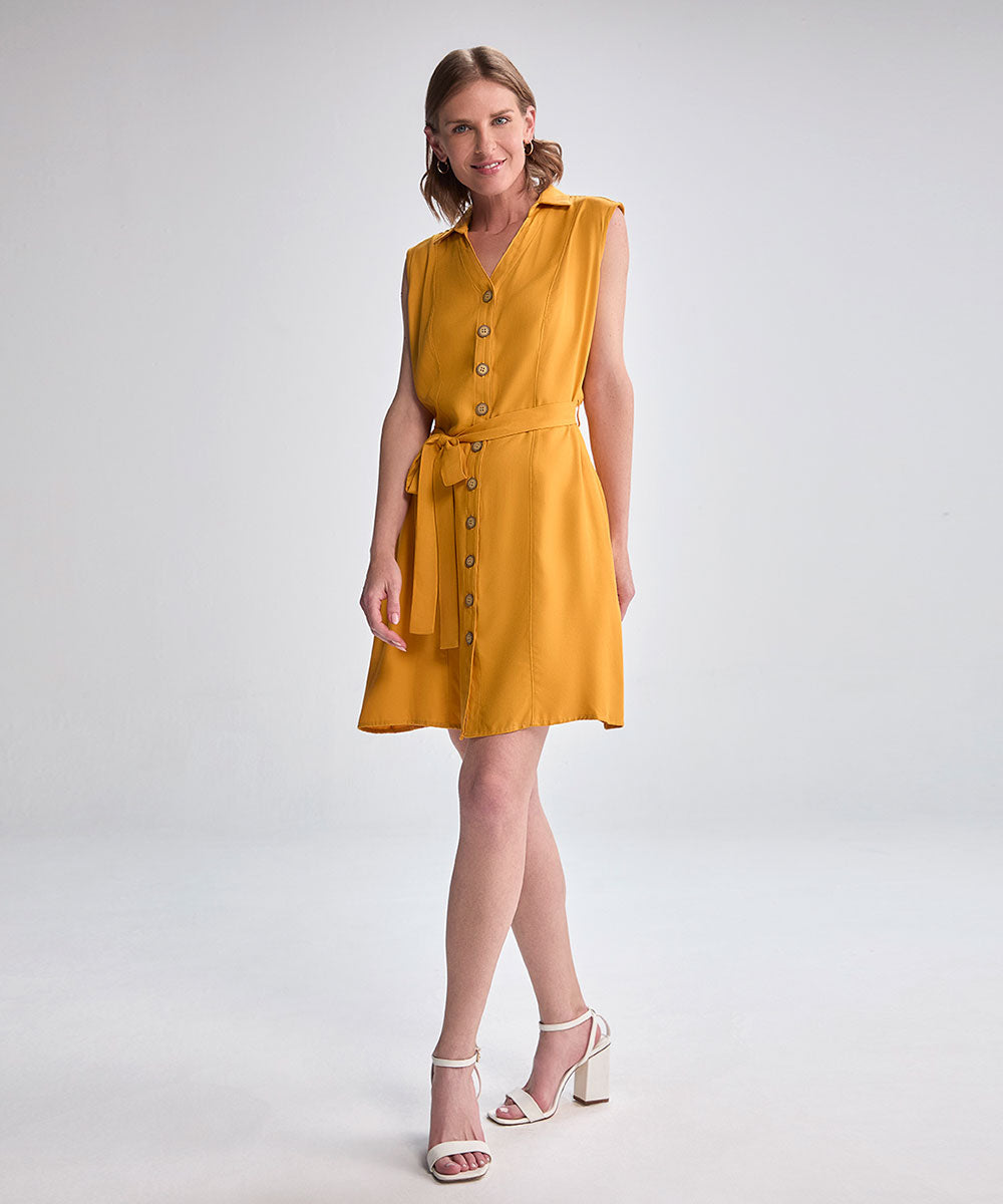 VESTIDO MANGA CERO CORTO RAYON CURRY PV25