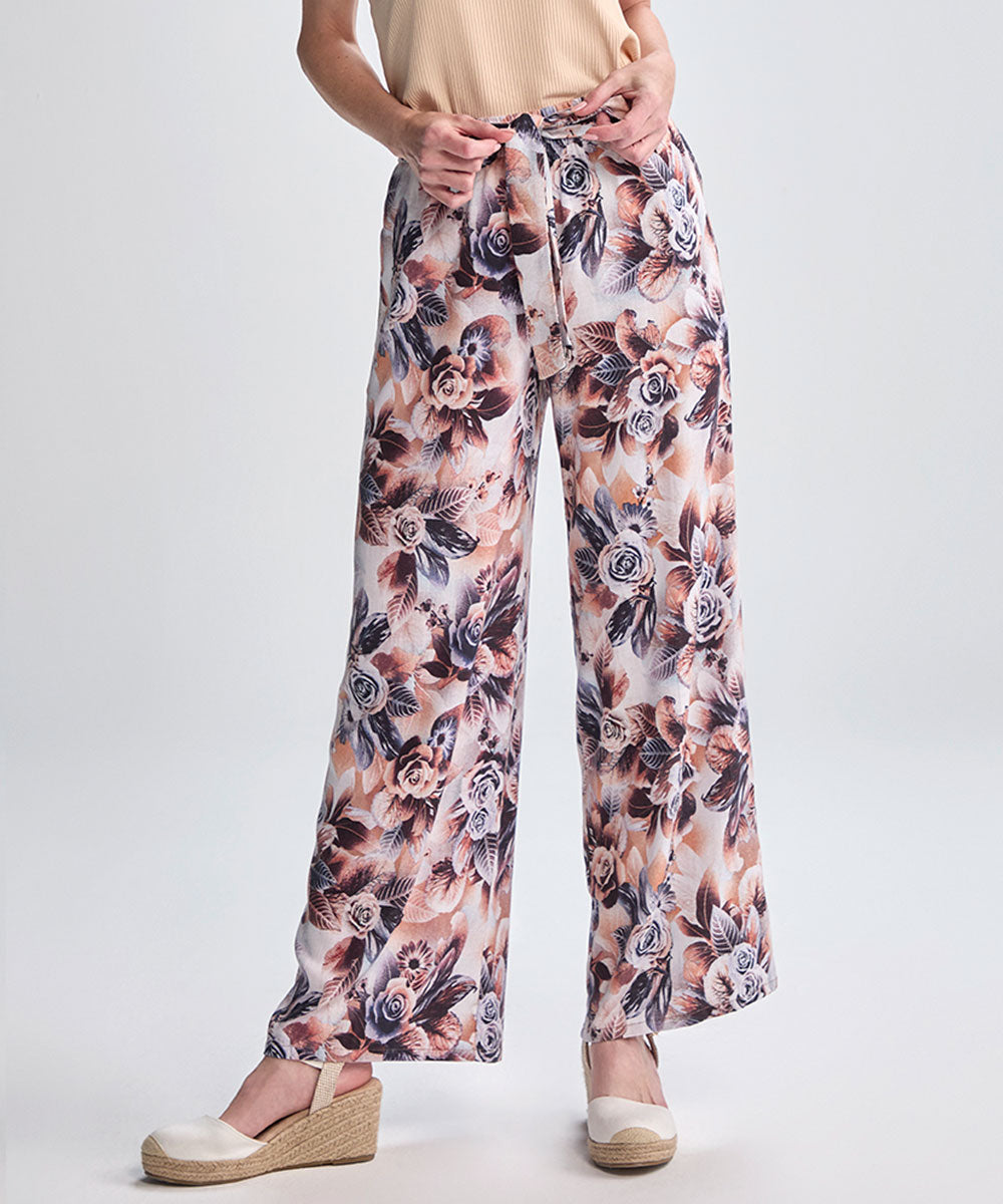 PALAZZO LOOK LINO BLANCO ESTAMPADO PV25