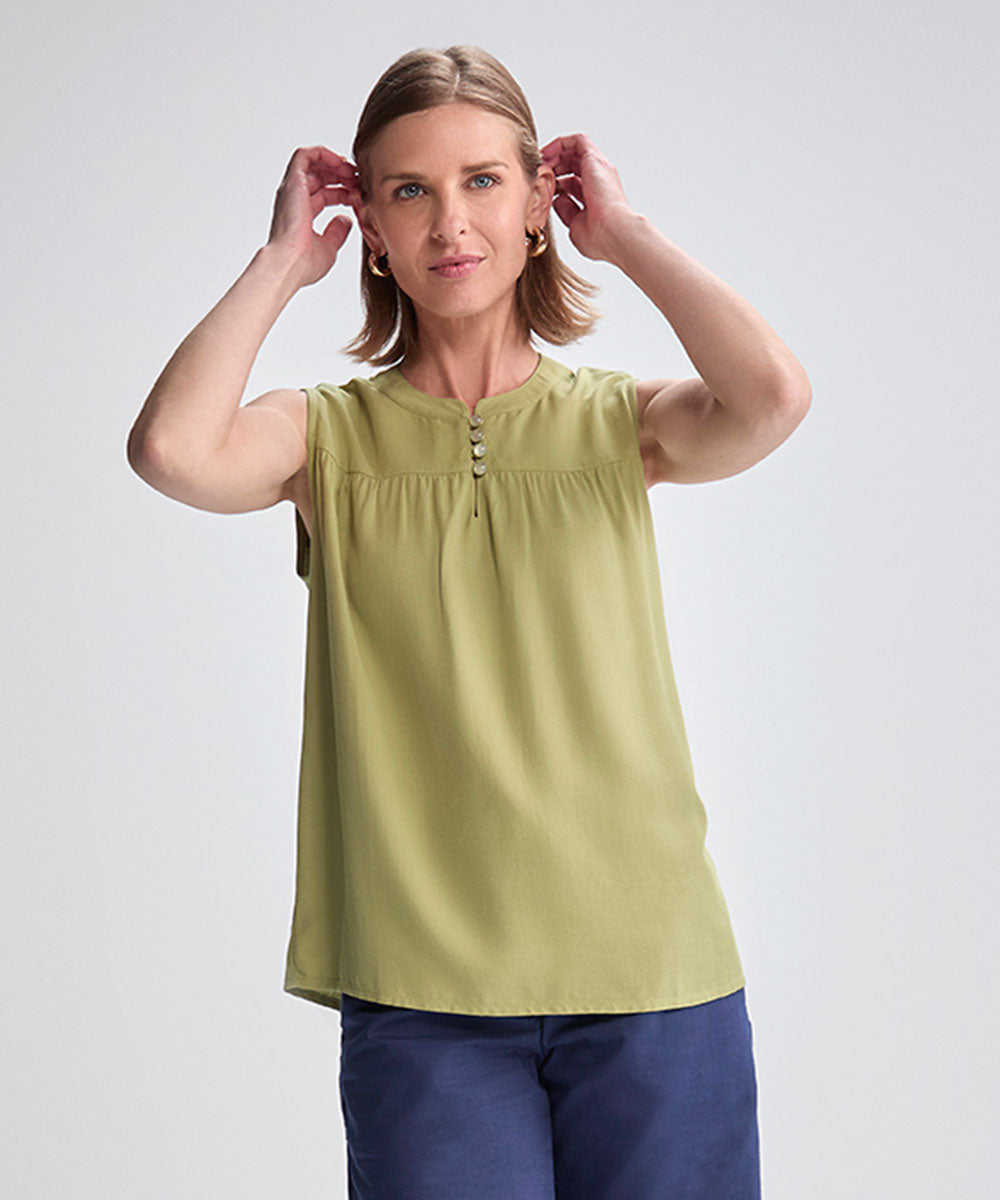 BLUSA MANGA CERO RAYON VERDE CLARO PV25