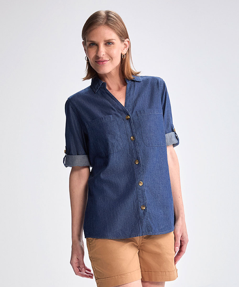 BLUSA DENIM AZUL OSCURO PV25
