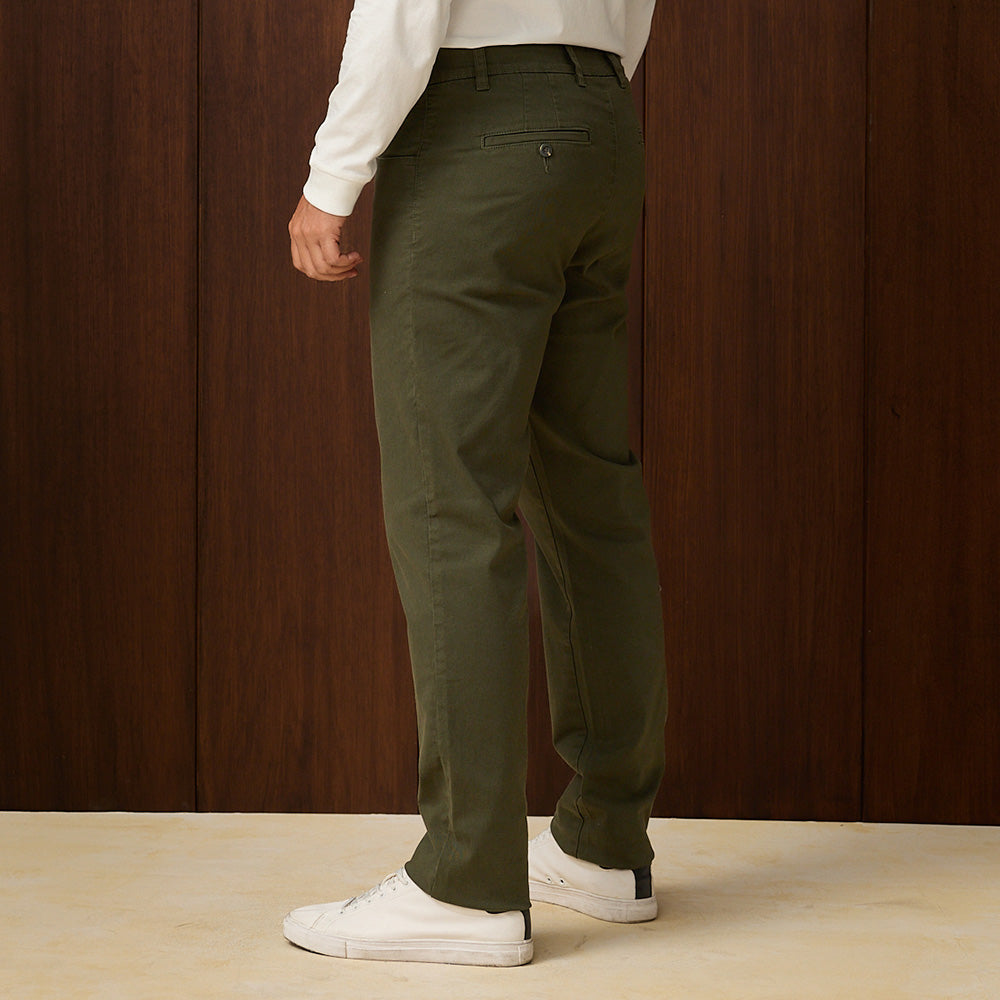 PANTALON DRILL FIVE POCKET CLASICO VERDE MILITAR