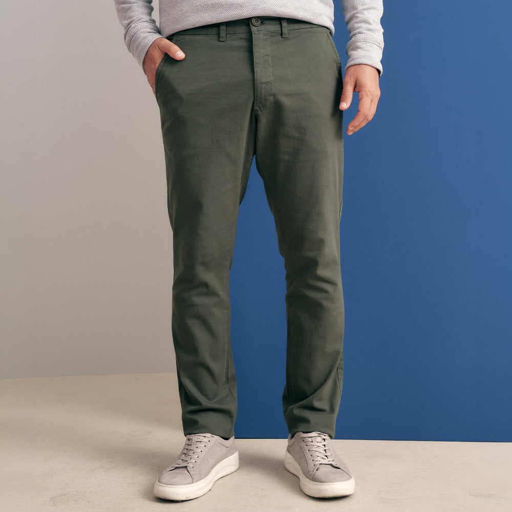 PANTALON DRILL FLAT FRONT SLIM FIT VERDE
