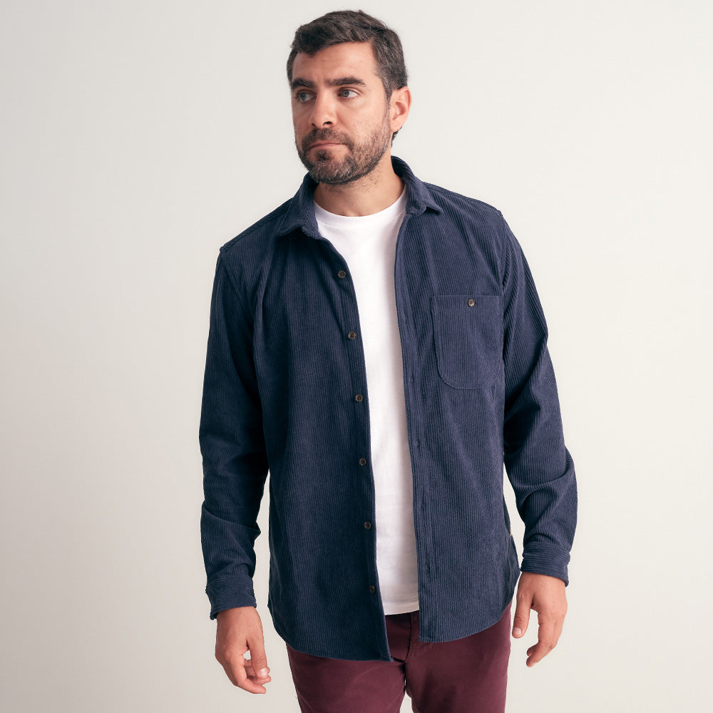 CAMISA CORDUROY CUELLO SPREAD REGULAR FIT AZUL