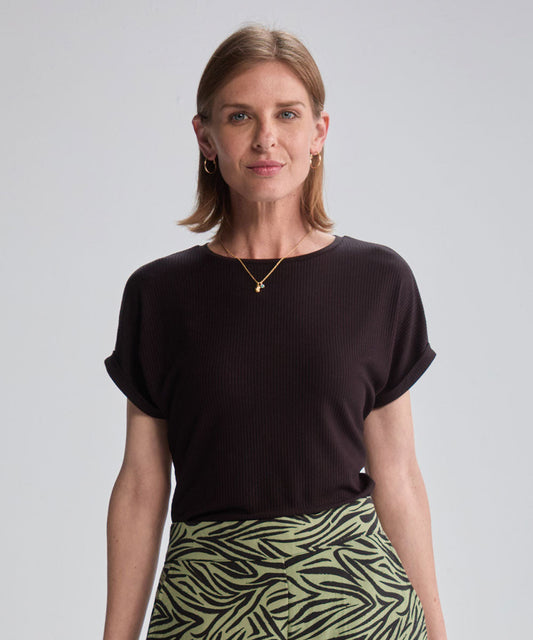 POLO MANGA CORTA RIB VISCOSA NEGRO PV25