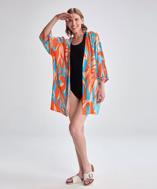 SALIDA DE BAÑO NARANJA ESTAMPADO PV25