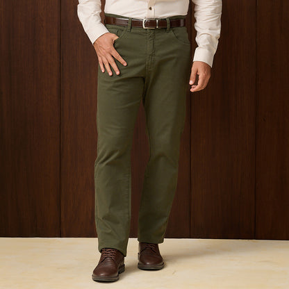 PANTALON DRILL FIVE POCKET CLASICO VERDE MILITAR