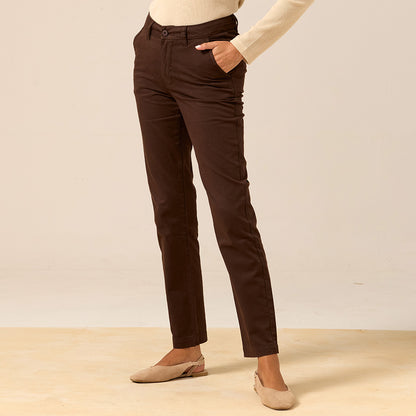 PANTALON DRILL FLAT FRONT MARRON