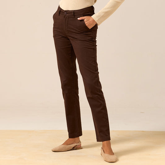 PANTALON DRILL FLAT FRONT MARRON