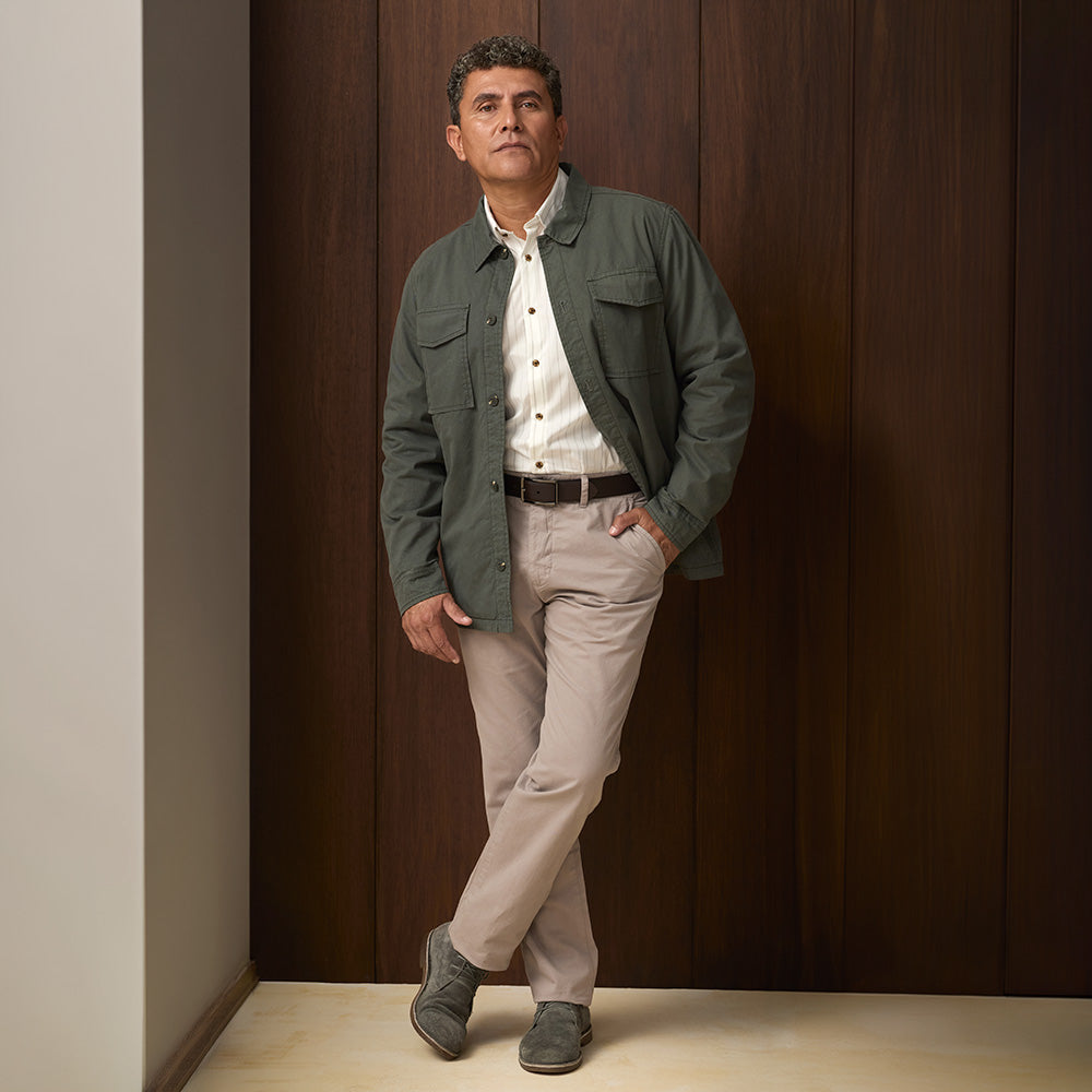 SOBRECAMISA DRILL CON BOLSILLOS REGULAR FIT VERDE