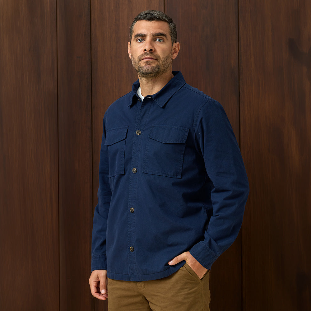 SOBRECAMISA DRILL CON BOLSILLOS REGULAR FIT AZUL