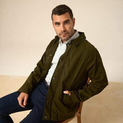 CASACA DRILL ACOLCHADO CUELLO CORDUROY VERDE MILITAR