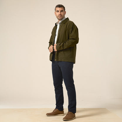 CASACA DRILL ACOLCHADO CUELLO CORDUROY VERDE MILITAR