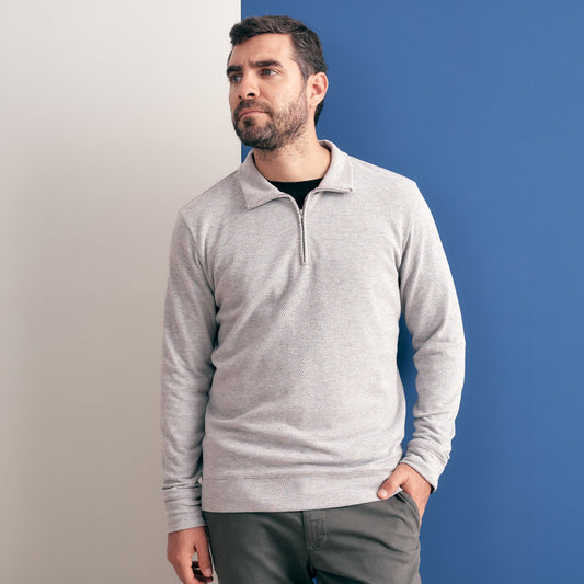 POLO DE PUNTO CUELLO ALTO CON CIERRE GRIS
