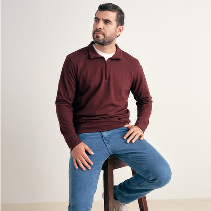 POLO DE PUNTO CUELLO ALTO CON CIERRE BURDEO