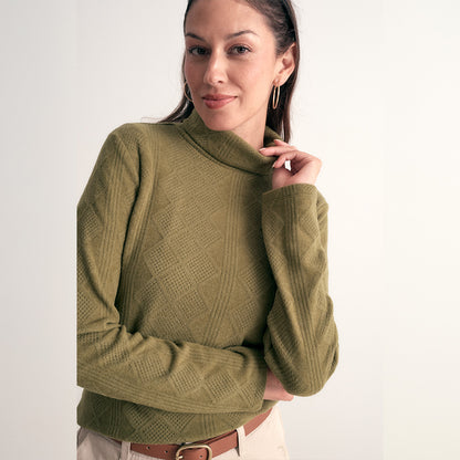 CHOMPA DE PUNTO CUELLO TORTUGA VERDE