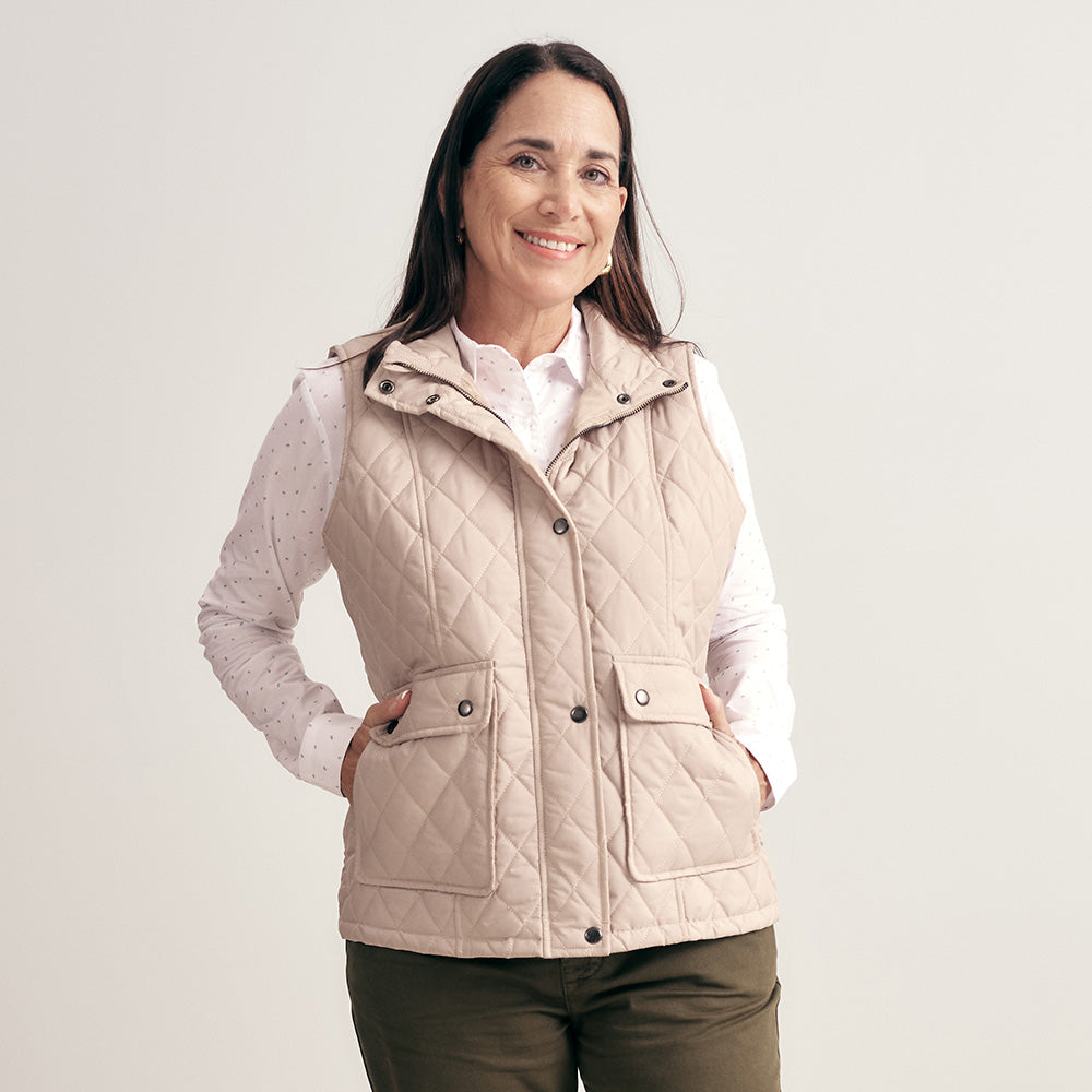 CHALECO TAFETA ACOLCHADO BEIGE