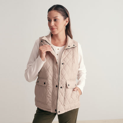 CHALECO TAFETA ACOLCHADO BEIGE