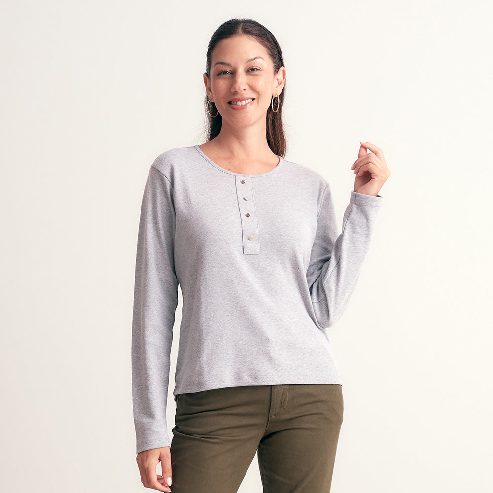POLO MANGA LARGA RIB CUELLO HENLEY MELANGE