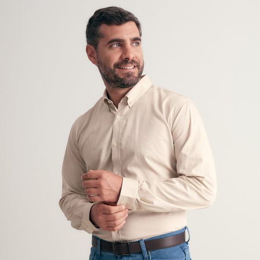 CAMISA CUELLO BUTTON DOWN REGULAR FIT BEIGE