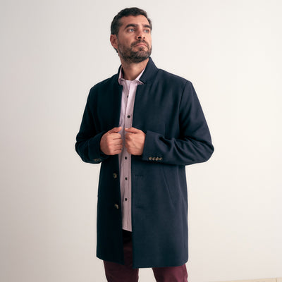 ABRIGO LARGO LOOK PAÑO AZUL NOCHE
