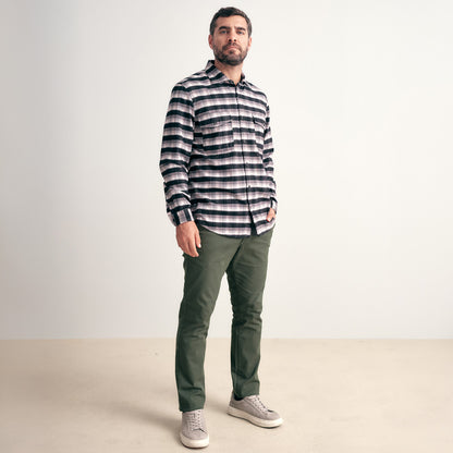 CAMISA FRANELA CUELLO SPREAD REGULAR FIT NEGRO CUADROS