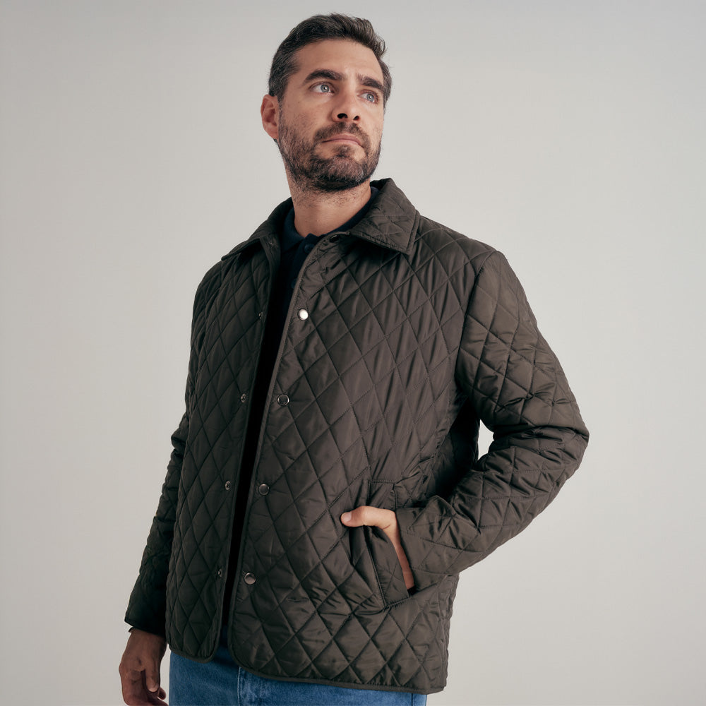 CASACA TAFETA ACOLCHADA ROMBOS VERDE MILITAR