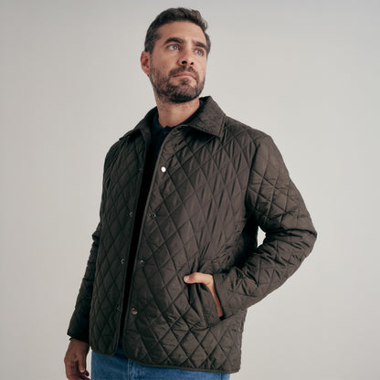 CASACA TAFETA ACOLCHADA ROMBOS VERDE MILITAR