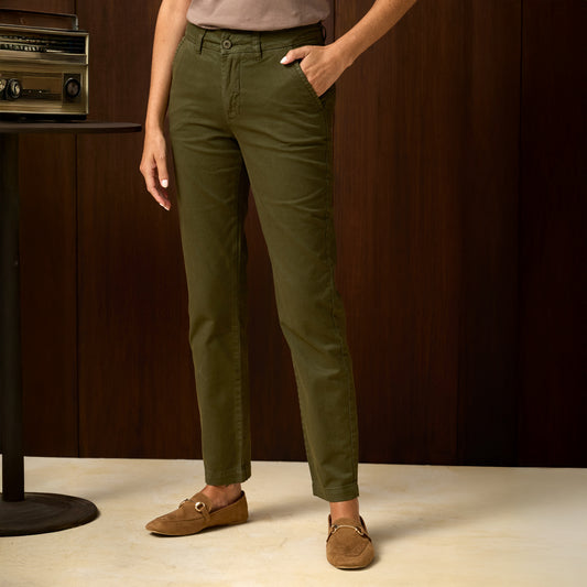 PANTALON DRILL FLAT FRONT VERDE MILITAR