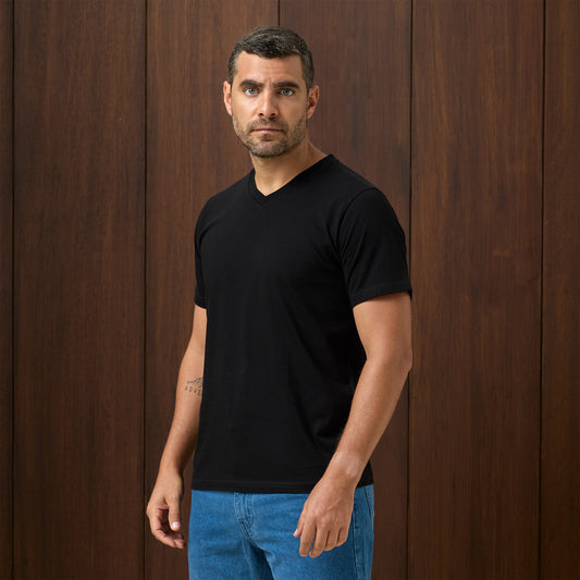 POLO MC BASICO CUELLO V NEGRO