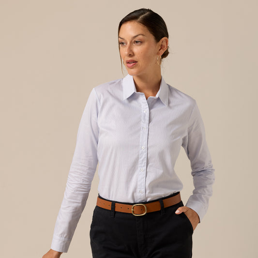 BLUSA MANGA LARGA BASICA CUELLO REGULAR BLANCO TRAMADO OI26