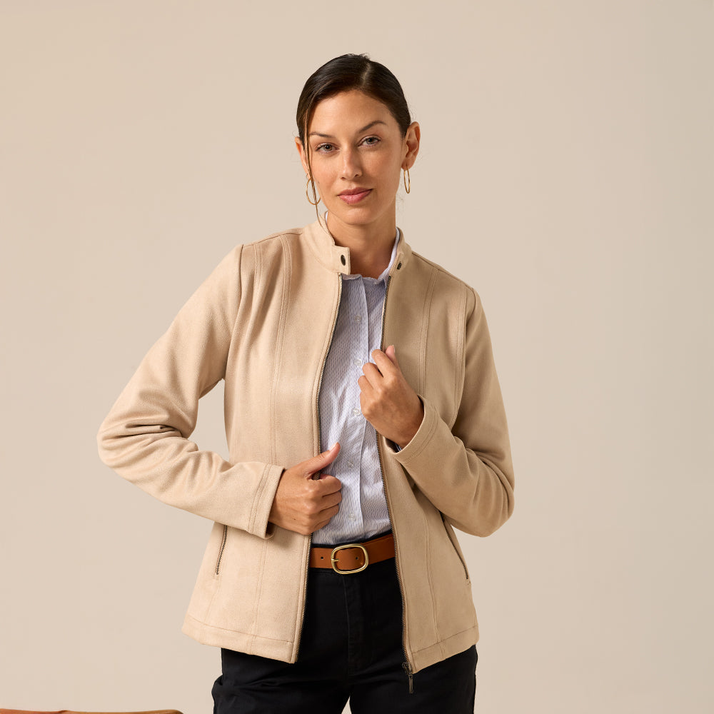 CASACA SUEDE DELANTERO CON CIERRE BEIGE