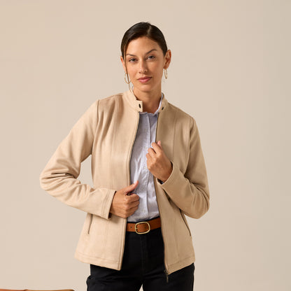 CASACA SUEDE DELANTERO CON CIERRE BEIGE