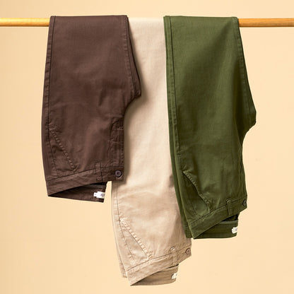 PANTALON DRILL FLAT FRONT MARRON